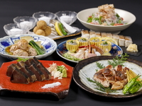 【2.5時間豪華歓送迎会プラン】『名物！かつを藁焼き塩たたきと初鰹お造りの食べ比べ』【真鯛の藁焼き】を含む全13品　高知地酒含む飲み放題付　はりまやコース