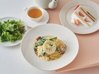 [Special lunch with dessert and drink] Homemade salted lemon cream pasta with young chicken and rape blossoms
