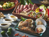 <Early Bird Discount (1 month in advance): Plan with 1 hour of all-you-can-drink Awamori and beer> Terrace Seating BBQ Uminchu Course -