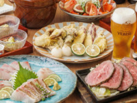 【春の贅沢Wメイン】新姫熊野鯛の御造りと大麦牛ローストビーフのWメイン！春の歓送迎会コース