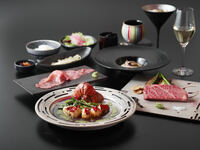 ニュー松坂コース（ステーキと海鮮）と厳選グラスワインセット(3種)