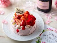 【母の日オプション】キュートなピンクの母の日ケーキ -9センチ-（メッセージプレート付き）