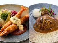 ハーフ＆ハーフ ジャンボエビフライ(1本)＆ミニあぐーハンバーグ ～ストロガノフ風ソース～ セット