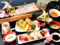 A pair set of sea bream fishing and sushi