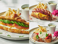 4月限定‼【サンド】サーモンとアボカドのクロワッサンサンド オレンジのアクセント＋桜色のスパークリングワイン付き