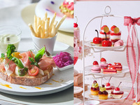 🍯【ハニーコラーゲン付】HACCIはちみつ 生ハムと春野菜のライ麦ブレット＋いちごとチェリーとアフタヌーンティー！(スイーツ7種)（HACCIスペシャルドリンク付き）＜平日限定＞