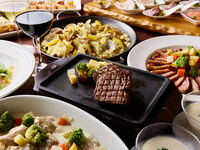 【前日迄の予約│飲み放題付☆前得プラン　至福の一皿「黒毛和牛のステーキ」とヨーロッパグルメ食べ放題＋アルコール飲み放題￥8,800→￥7,500★