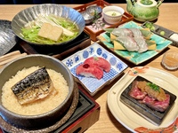 5/11～平日限定【鯛しゃぶランチ】 『真鯛の黄金出汁しゃぶ小鍋』『黒毛和牛肉鮨＆国産牛”クラシタ”石焼ステーキ』『炭焼さばのひつまぶし』 平日特別価格2,480円