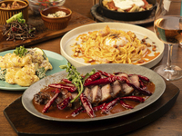 【中華×イタリアン×豚料理】麻辣豚グリルと中華アンティパストを楽しむ全8品『3時間飲み放題付き』4,800円　
