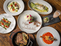 国産サーロインの瞬間燻製グリル等全7品【Anniversary Dinner】+2hプレミアム飲み放題+アニバーサリープレート