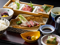 [May 23rd / Dinner] Wagyu Charcoal Grill and Fresh Fish Set Meal delivered directly from Toyosu Market