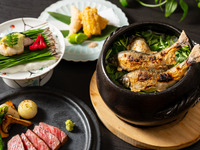 【黒松～Shoka～】梅雨イサキや特選黒毛和牛、炊き立ての鮎土鍋飯など全9品