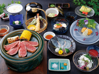 Kyoto duck grilled on a ceramic plate kaiseki course
