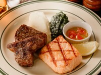 【LUNCH】ーWAGYU & SALMON LUNCHー 黒毛和牛＆サーモンのグリル