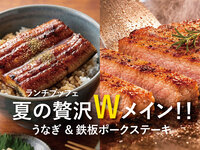 【FCF会員限定】夏の贅沢Wメイン！！うなぎ＆鉄板ポークステーキ【土日祝】1部