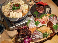 【쥬욘다이 포함 사케3종 페어링!】큐슈산 사시미 + 가고시마산 A5 와규  + 하카타 모츠나베 코스