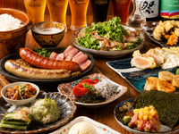 【肉炉端×ビール】炭火ソーセージとYEBISU樽生5種が飲める夏定番★飲み放題付き4,500円