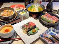 9,10月《プレミアム商品券応援》燈花おまかせコース『秋ぶりと和牛の雲丹しゃぶ小鍋』『和牛と松茸の羽釜めし＆国産牛と本まぐろ大トロのWメインステーキ』コース　5,909円（税抜）