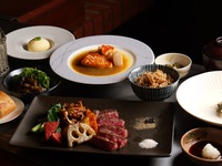 【ディナー】唐草　魚介と海老、黒毛和牛ロース(120g)のコース 