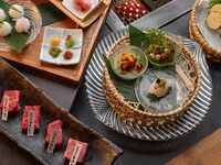 実りの秋の　味わいコース｜炙り寿司三貫＋厳選牛五貫 100g +野菜盛合わせ