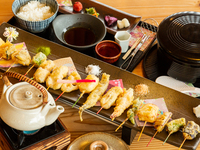 【One drink included】Grilled Kyoto duck and assorted 16-kind mini tempura set