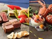 【紫】前菜＋オマール海老と鮮魚＆特選黒毛和牛フィレ・サーロインの食べ比べランチ